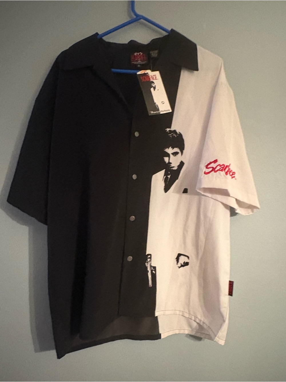 Vintage Y2K Dragonfly Scarface Split Button Up Shirt Al Pacino NWT XL